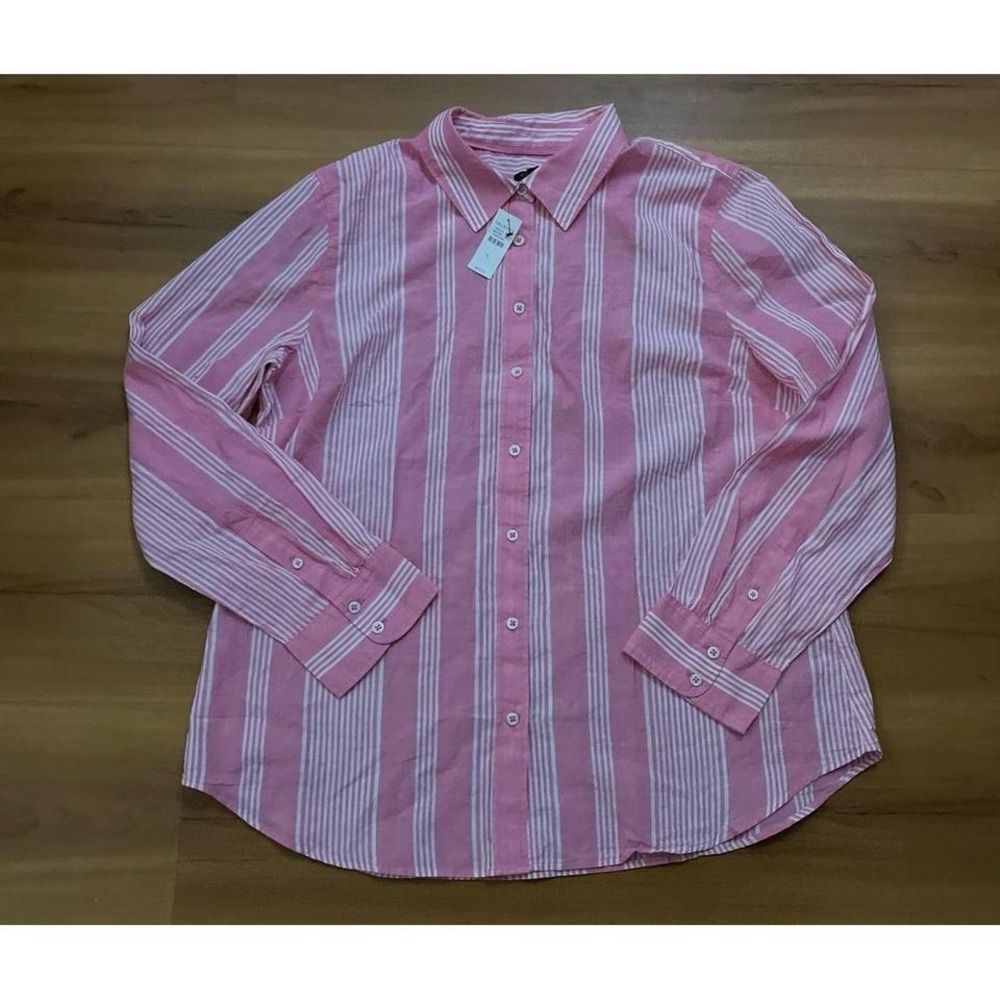 Womens NWT Talbots‎ Cotton Stripe Button Down Lightweight Casual Shirt